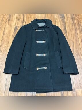 Vtg Cashmere & Wool Jacket Hand Tailored in Vienna Black Overcoat Double Button